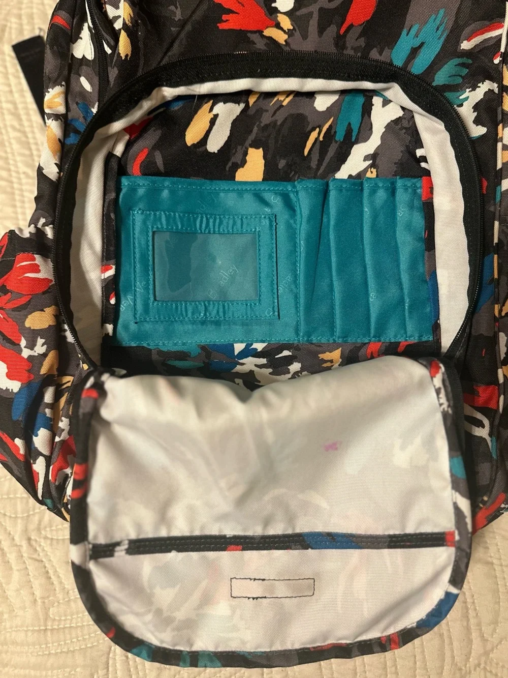 Vera Bradley Black Backpack with Multicolor Abstract Brushstroke Print